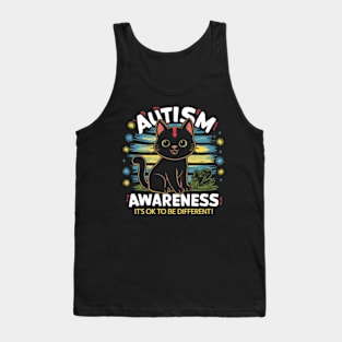 Autism Awareness Cute Cat Animal Its Ok To Be Different Tank Top